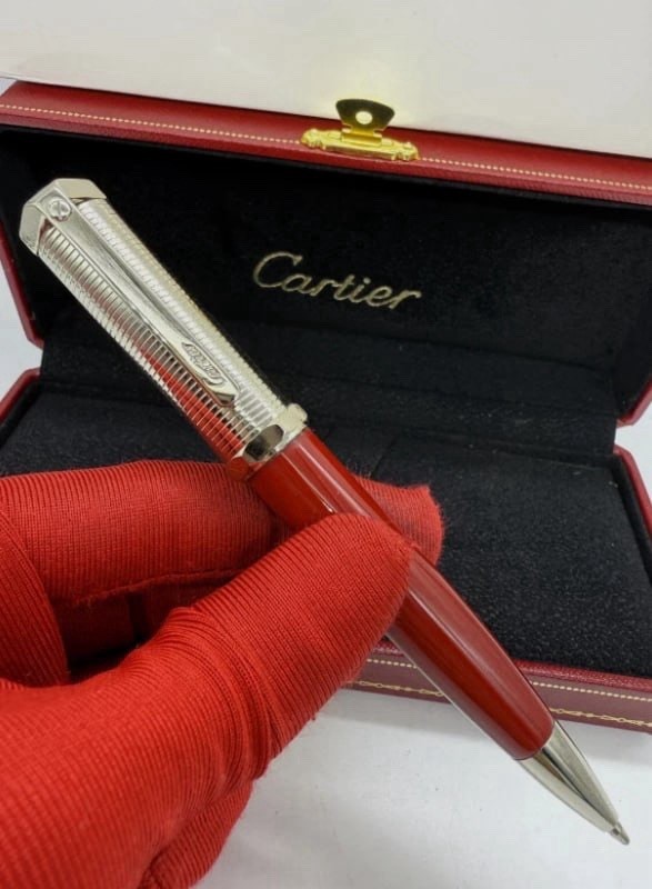 2026 Cartier Santos Limited Edition Ballpoint Pen Red Silver With Gift Box