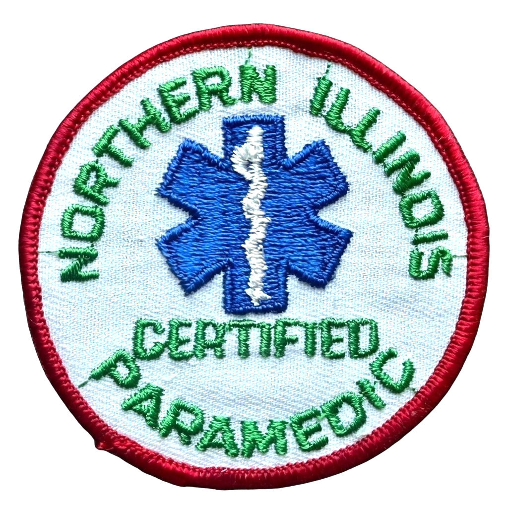 Vintage 80s Northern Illinois Certified Paramedic EMS Patch Original Gauze Back