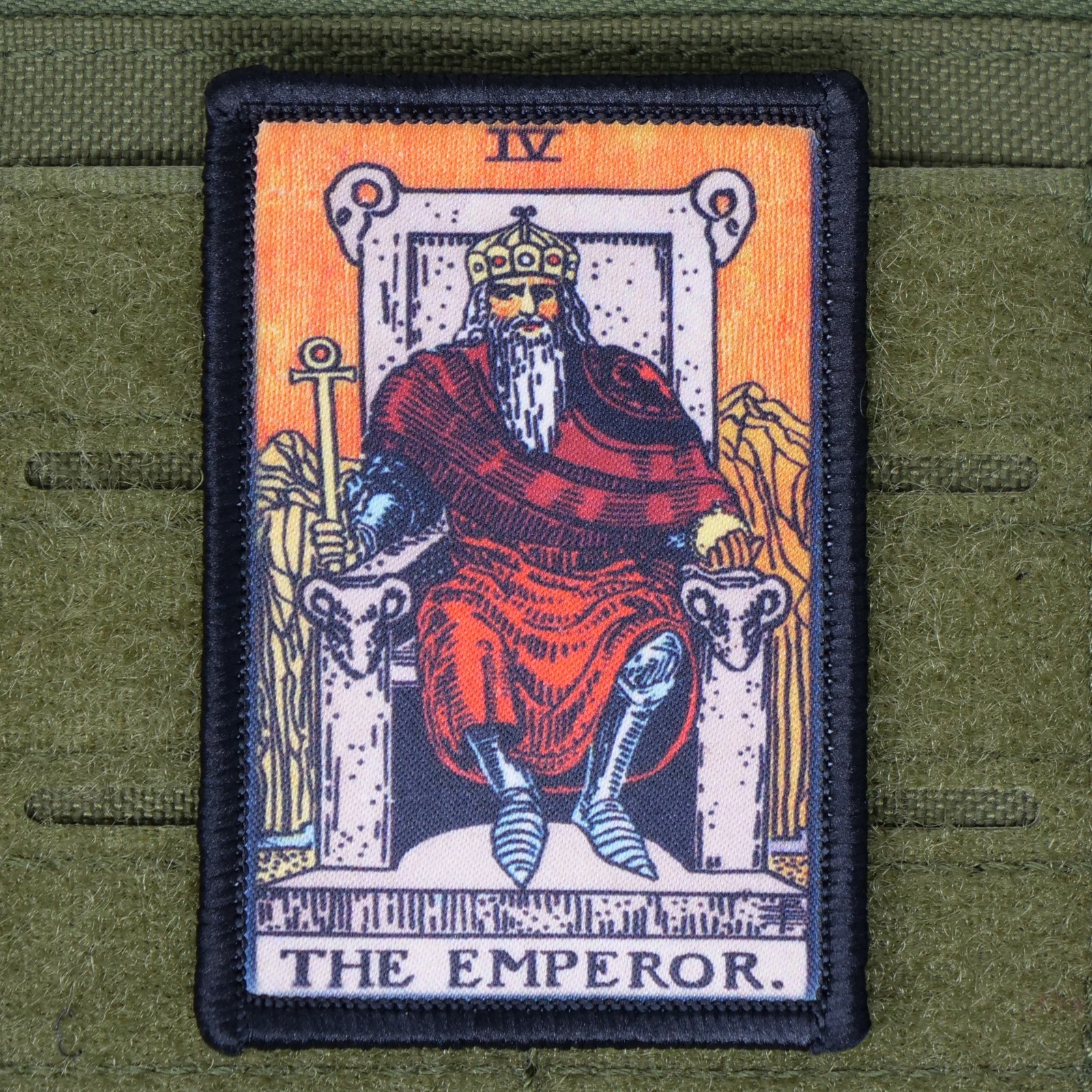 The Emperor Patch Tarot Cards Moral Tactical Military Army USA Flag Hook & Loop