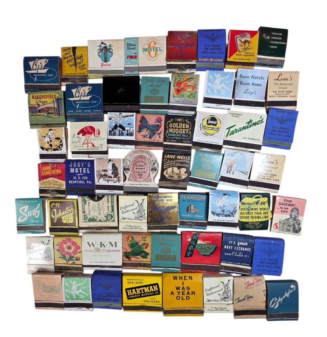 Vintage Lot of 50+ Matchbox & Matchbooks. Most Unused