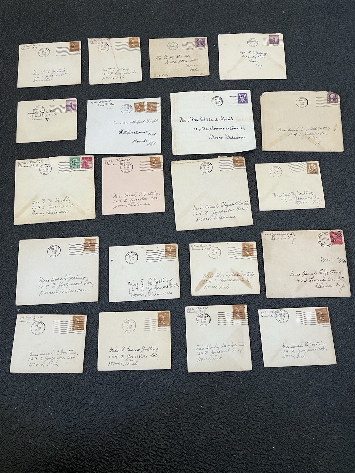 20 Old post cards 1935-1945  One family, opened, as pictured.