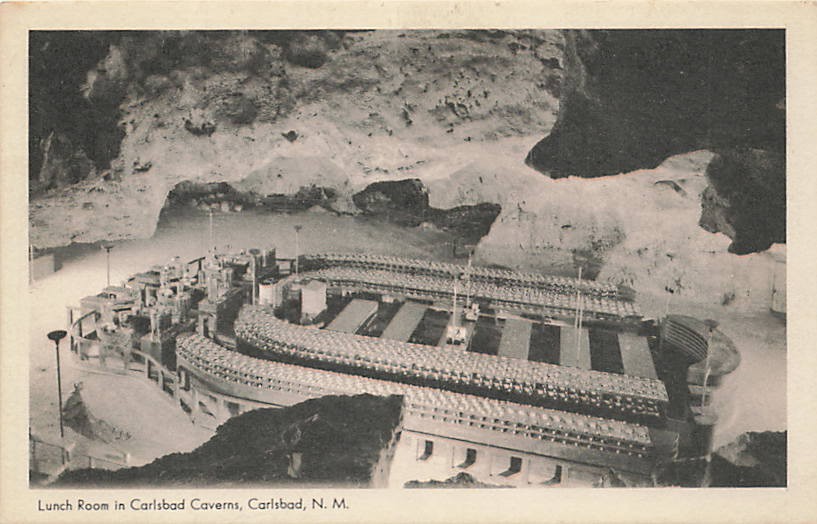 Postcard NM: Lunch Room in Carlsbad Caverns, Carlsbad, New Mexico 1948