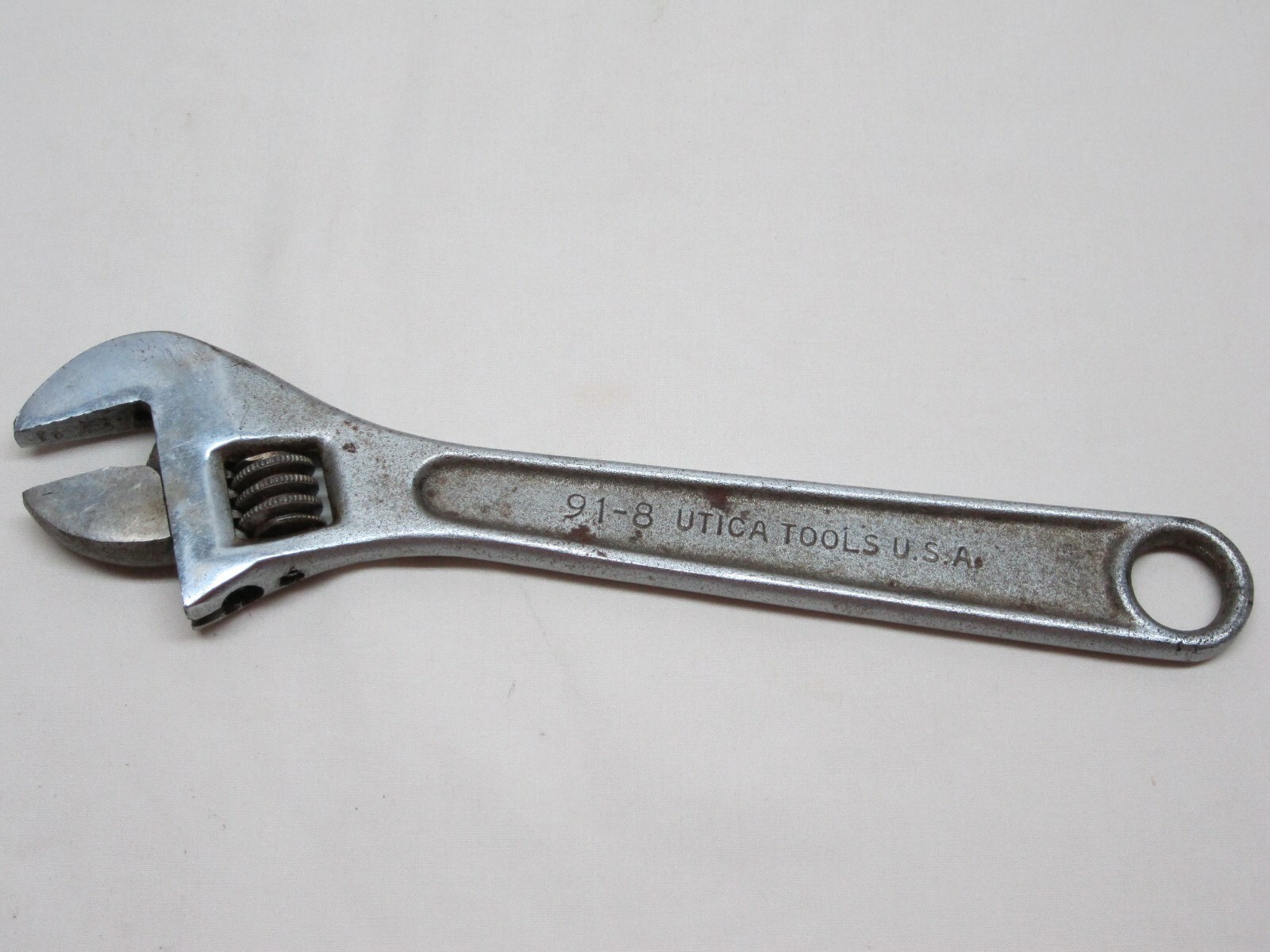 Vintage Utica Tools 91-8 Forged Alloy Adjustable Crescent Wrench 
