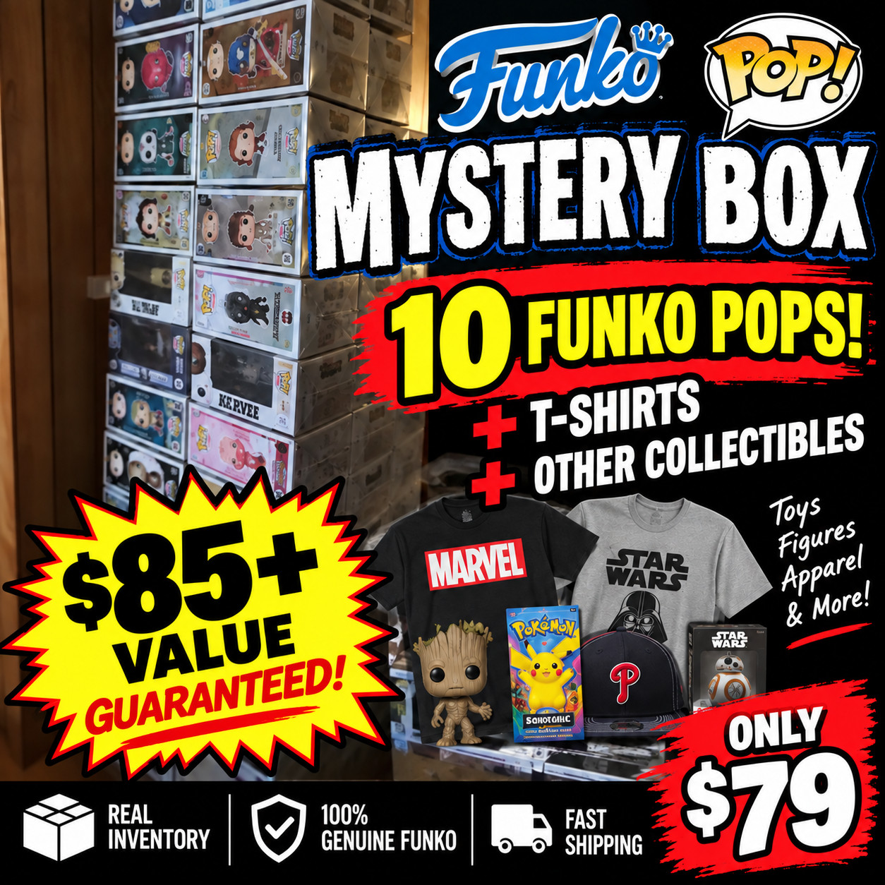 Funko Pop SUPRISE BOX  LOT -10 FUNKO POPS PLUS OTHER SURPRISES GUARANTEED VALUE