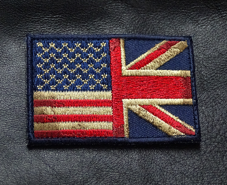 USA UK Flag 3.0 Inch Hook Fastener Tactical Embroidered Patch