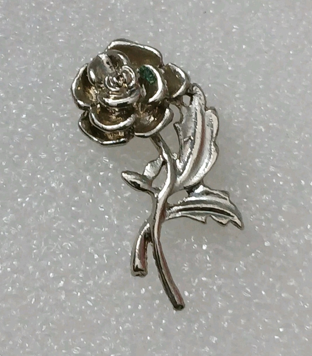 Vintage Flower Brooch Pin Silvertone Romantic Single Rose