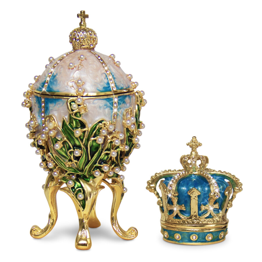 Lilies of the Valley Easter Egg Replica Extra Large 5.9 inch (15 cm) + Crown