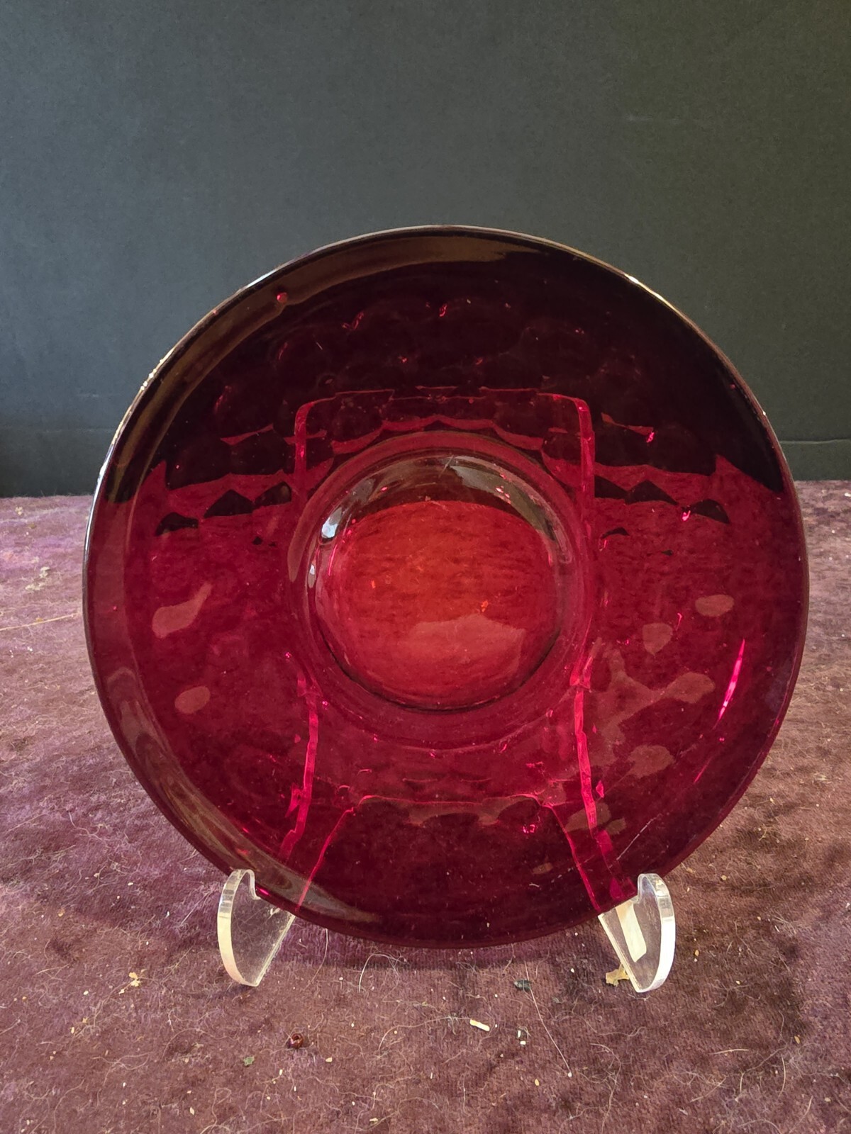 Fenton Georgian Ruby Glass Saucer Red (honeycomb) Pattern 5 3/4