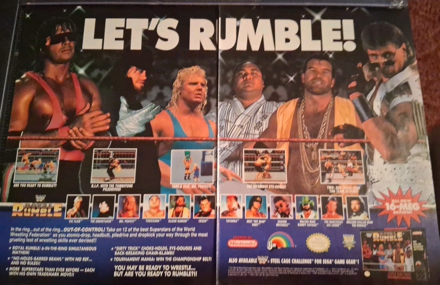 WWF Royal Rumble Video Game Vintage Promo Print Ad 1993 16x11 