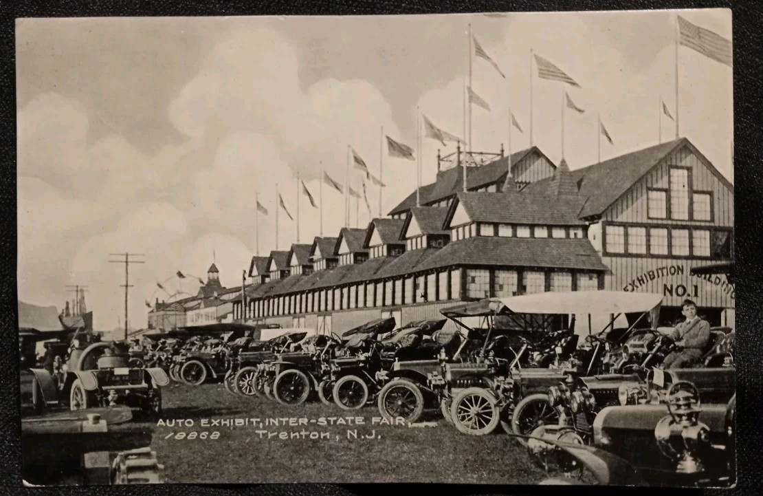 Vintage 1900s Auto Exhibit Inter-State Fair Trenton, New Jersey Postcard