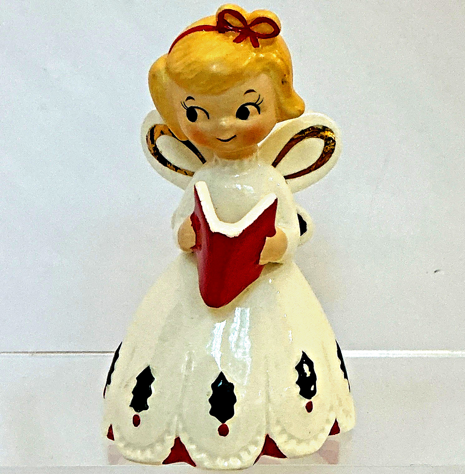 Vintage Holt Howard 1961 Angel Candle Holder Holly Red Songbook Japan