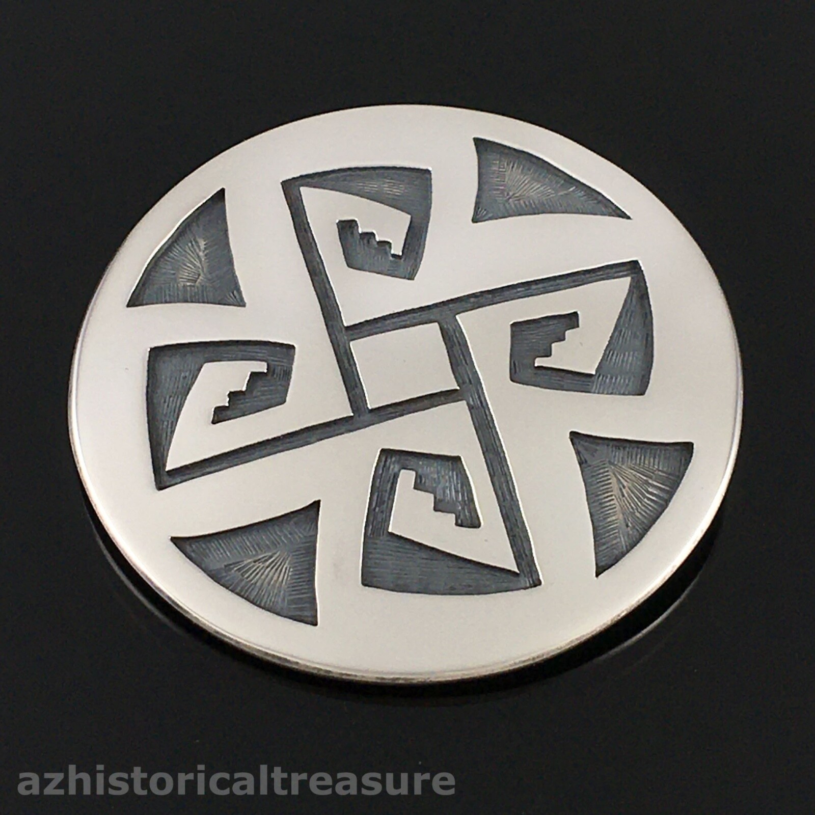 PHILLIP HONANIE - NATIVE AMERICAN HOPI HANDMADE STERLING SILVER PENDANT PIN