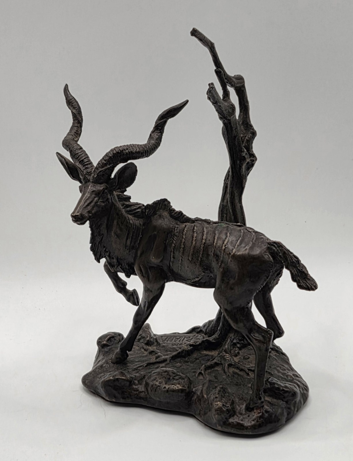 Vintage 1976 Franklin Mint Solid Bronze Greater Kudu Figure Polland