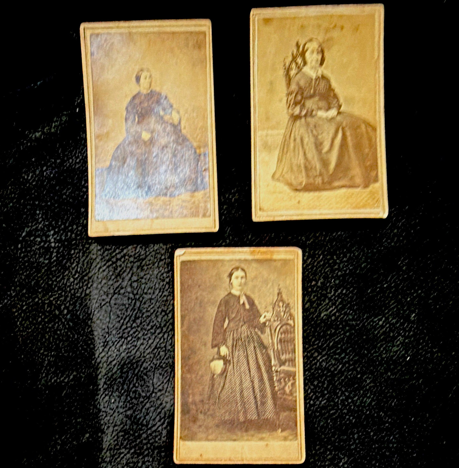  Sepia CDV Lot Of 3 Victorian Women Portraits Carte de Viste, mid 1800’s 1 w/tax