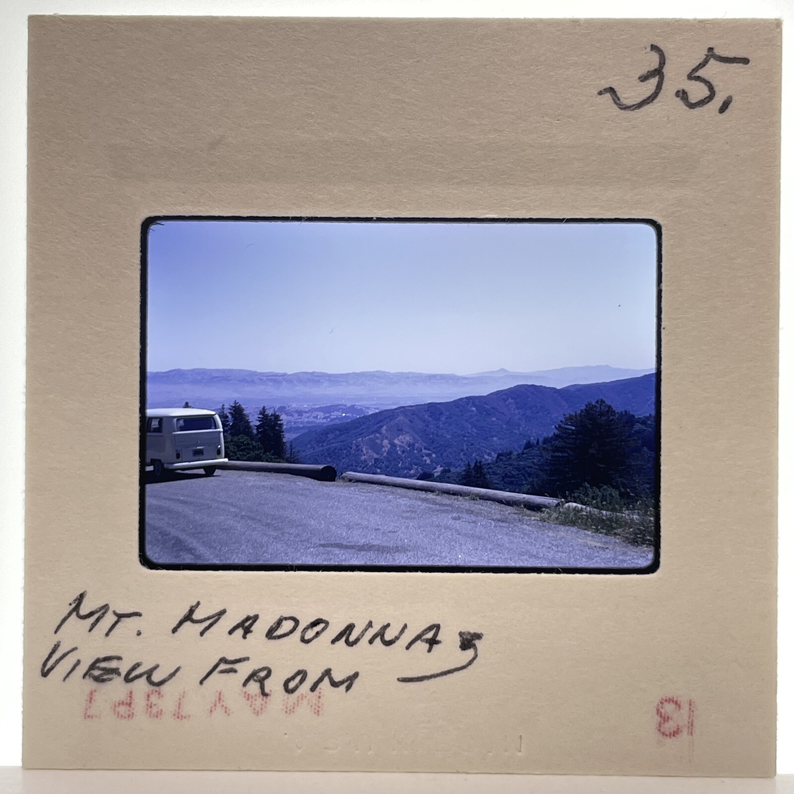 Vtg 70s 35mm Slide View from Mount Madonna Watsonville CA VW Van Bus