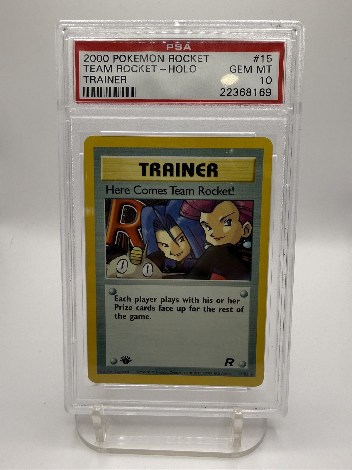 Here Comes Team Rocket 15/82 Team Rocket Holo 1st Edition PSA 10