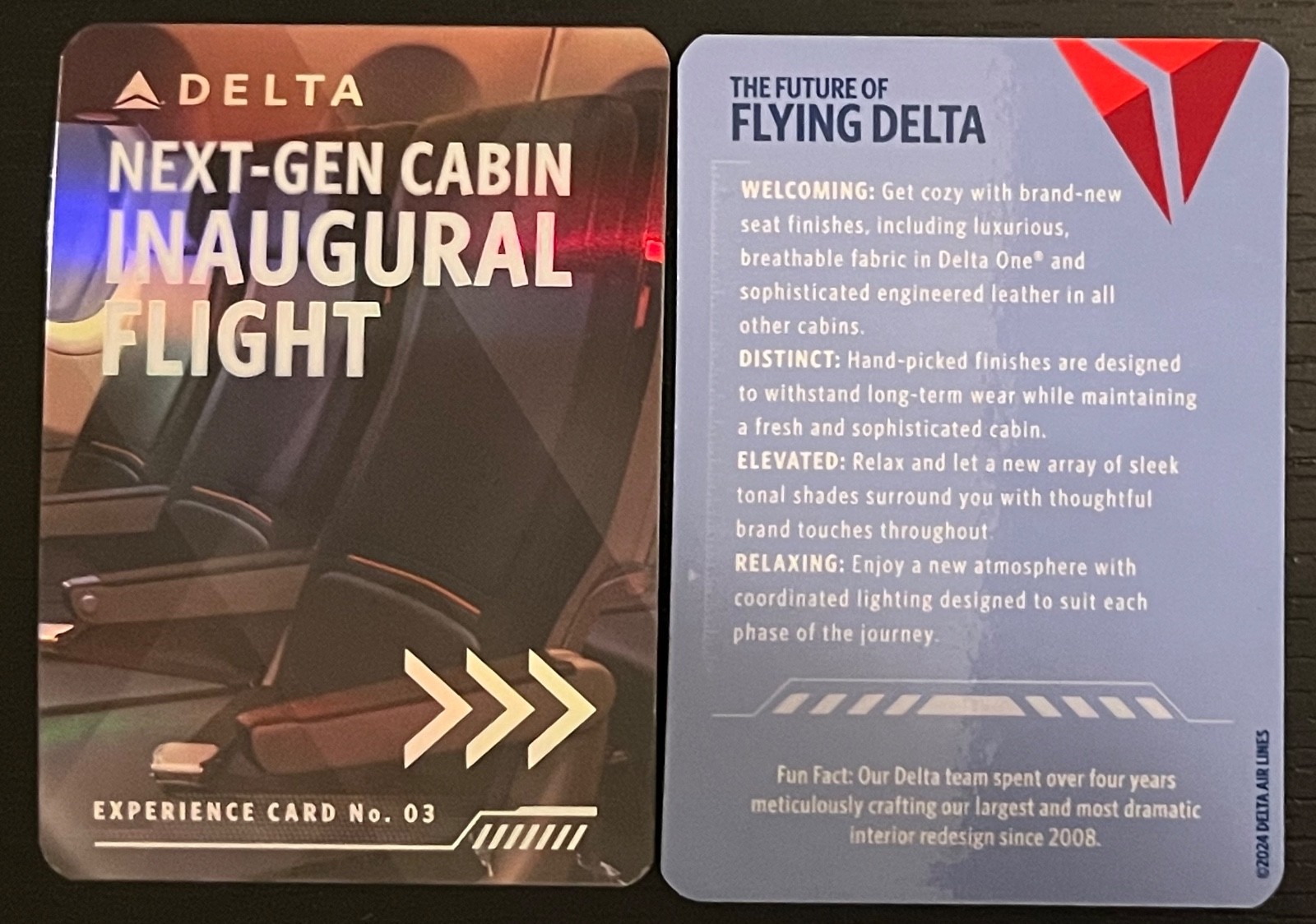 Delta Air Lines Next Gen Interior Experience Airplane Trading Card #3  NEW