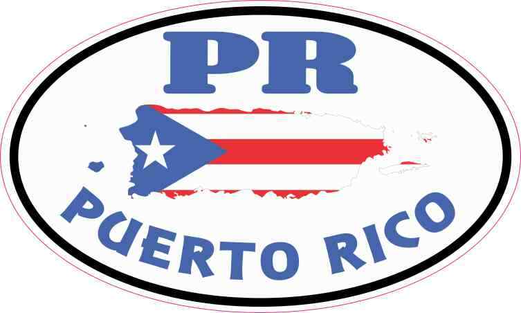 5X3 Oval PR Puerto Rico Sticker Vinyl Car Truck Bumper Decal Cup Travel Stickers