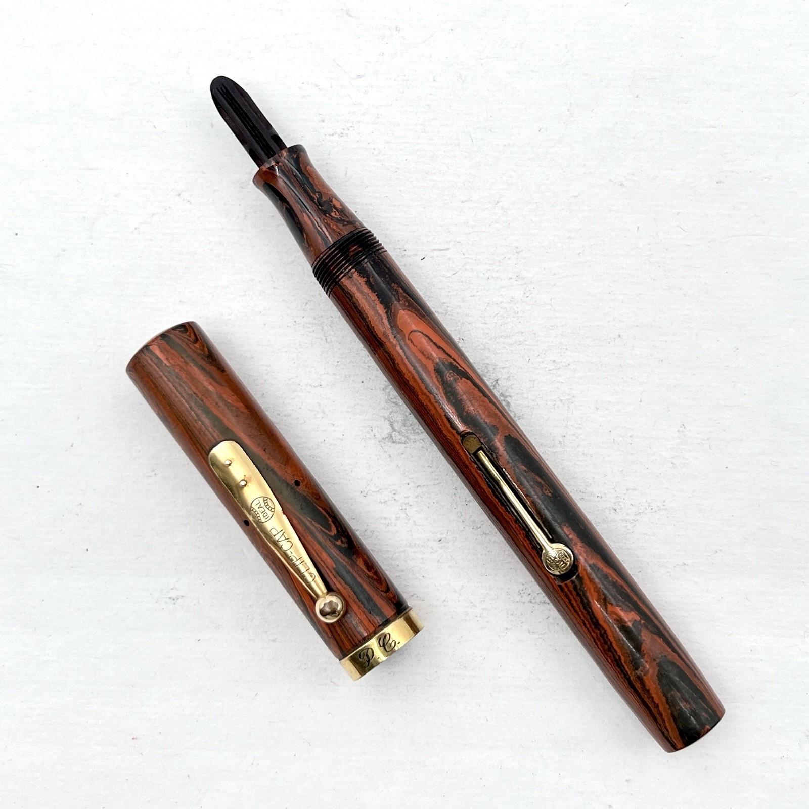 VTG Waterman 56 Lever Fountain Pen Red Ripple Rubber (No Nib) AS IS