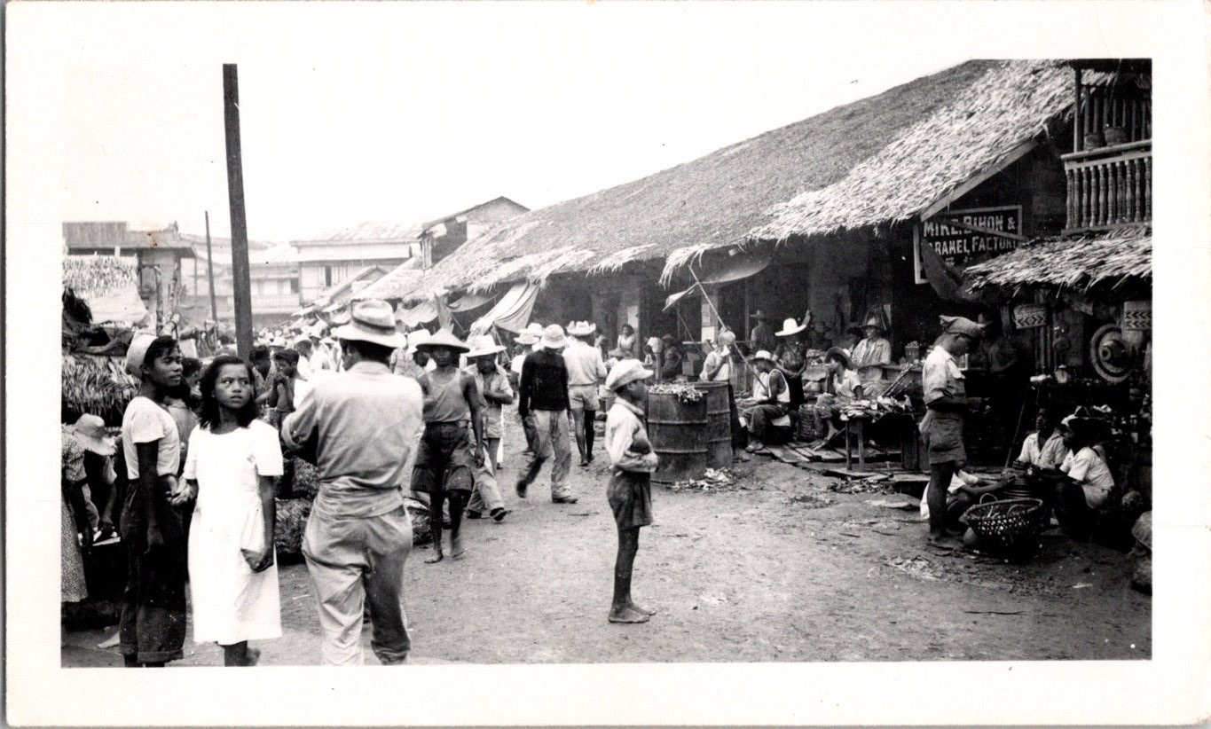 Vintage Tacloban Philippines Market Photograph 1940s General Store Street Scene