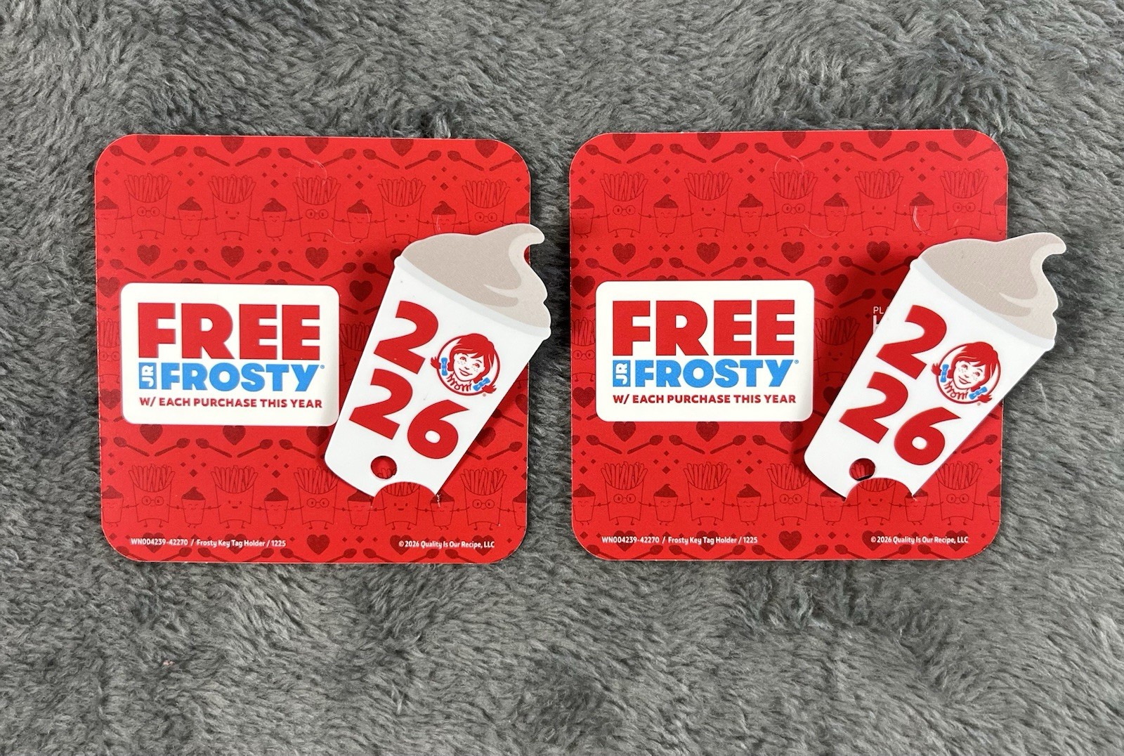 2026 Wendy\'s Frosty Key Tags. Get Free Frosty for A Year. Lot of 2 Brand New