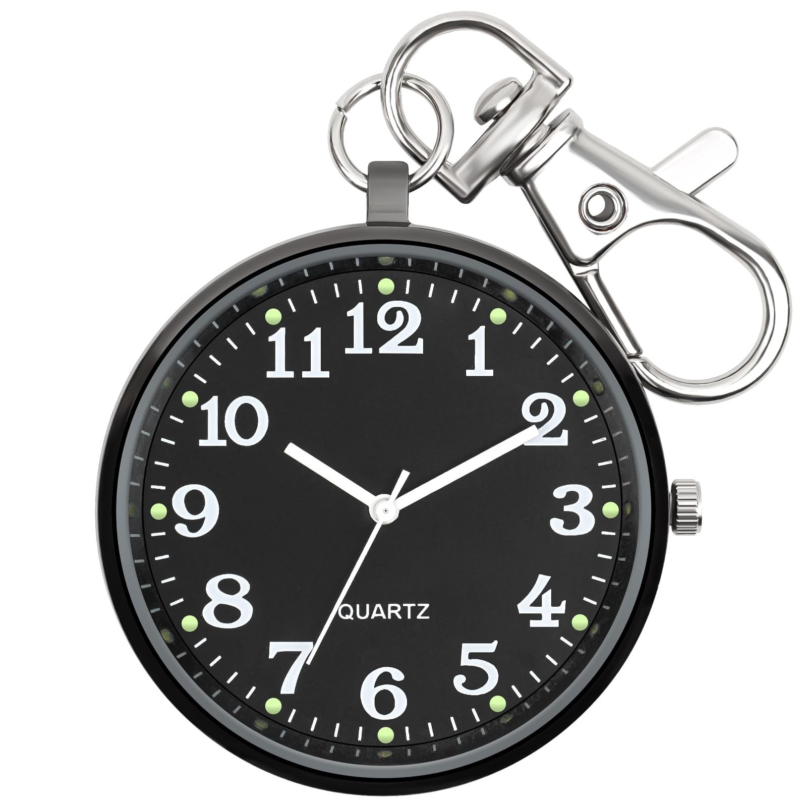 Minimalist Ultra Thin Open Face Quartz Pocket Watch with Key Buckle Unisex Po...