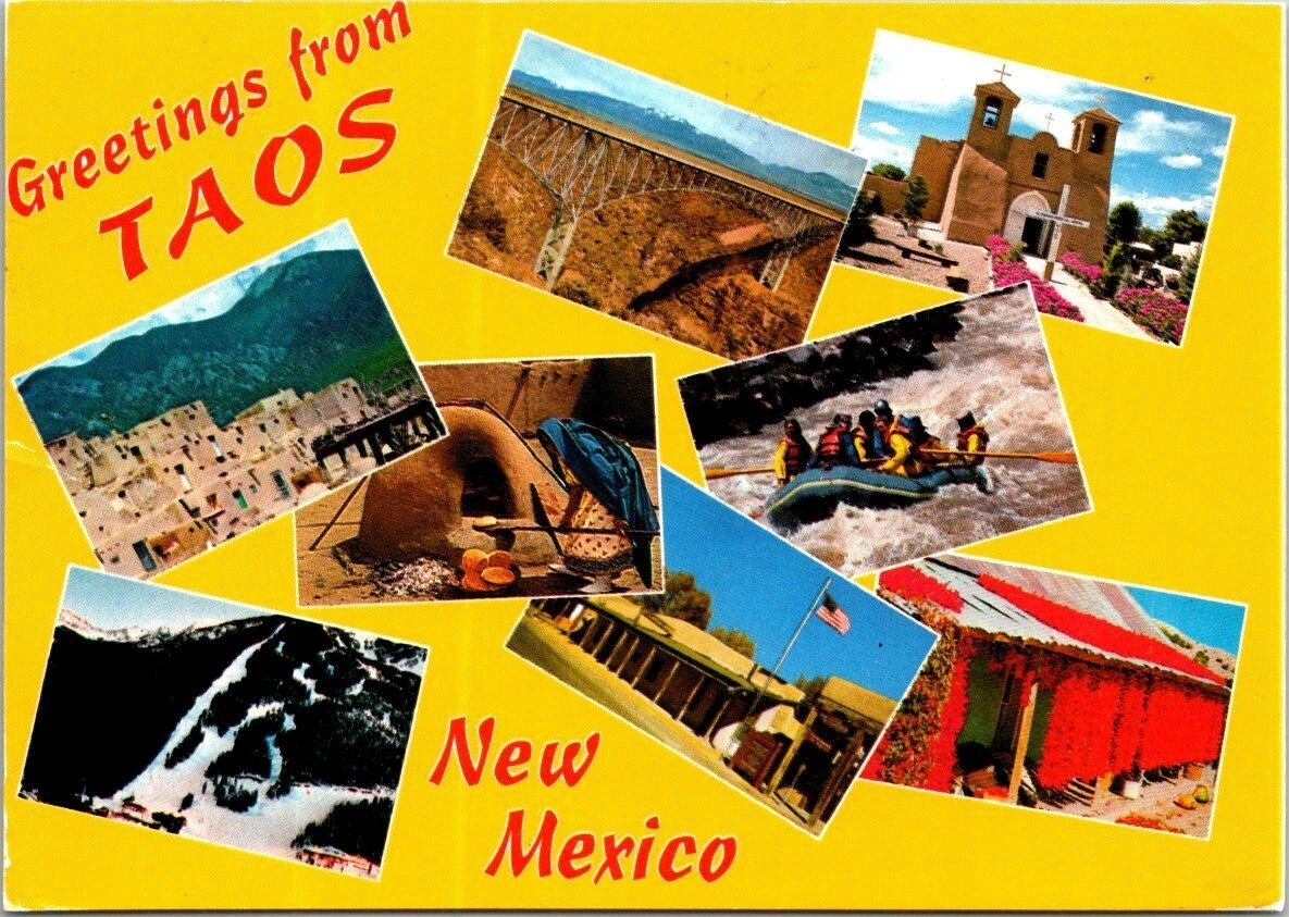 Vintage Greetings From Taos NM Postcard Posted 1993