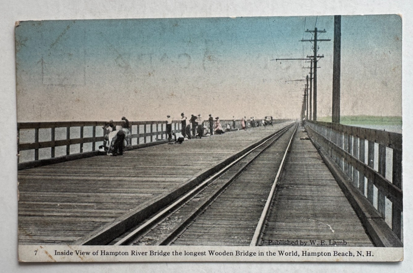 ca 1900s NH Postcard Hampton Beach New Hampshire River Bridge Frank W Swallow