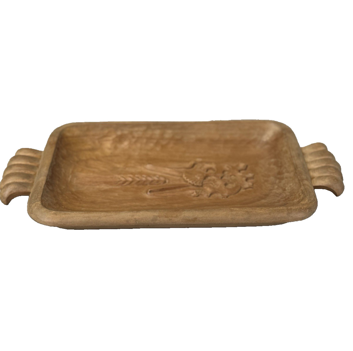 Vintage Hand Carved Wood Bread Tray W/ Handles Vintage Hand Carved Wood Bread Tray W/ Handles