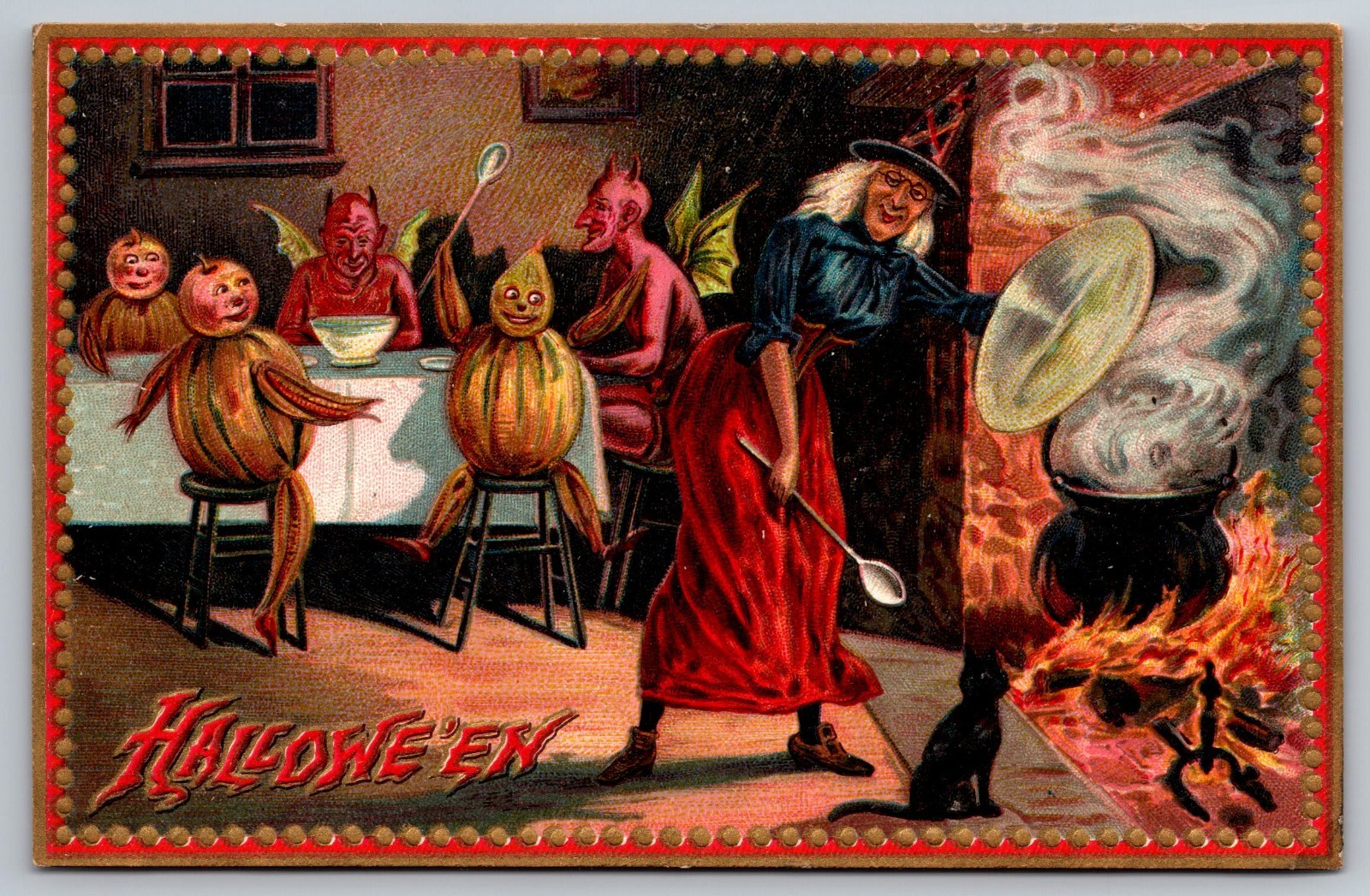 Iconic Raphael Tuck Halloween Postcard 160 Witch Devils Pumpkin People Unposted Iconic Raphael Tuck Halloween Postcard 160 Witch Devils Pumpkin People Unposted