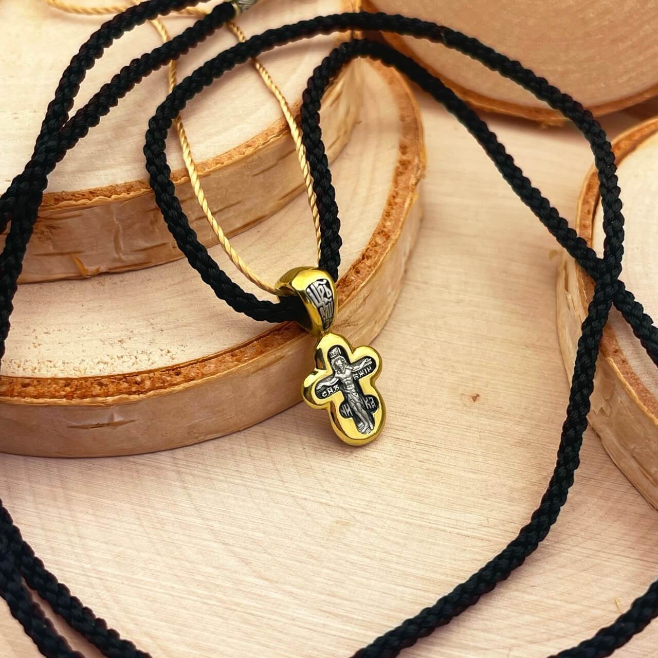 925 Silver, 999 Gold Plated, Silk Cross 