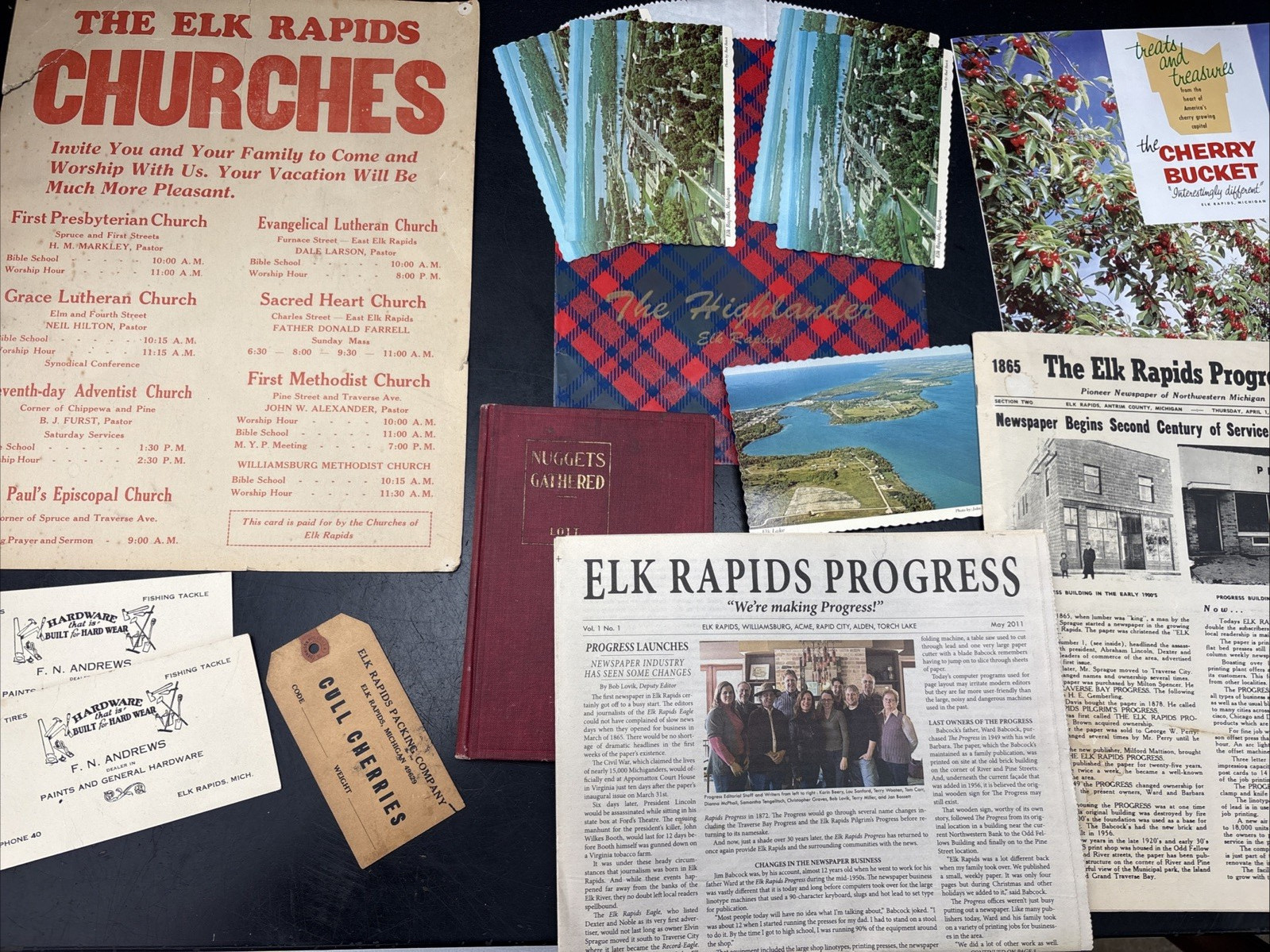 Collection Of Vintage Elk Rapids Michigan Paper Ephemera Post Cards Book Etc