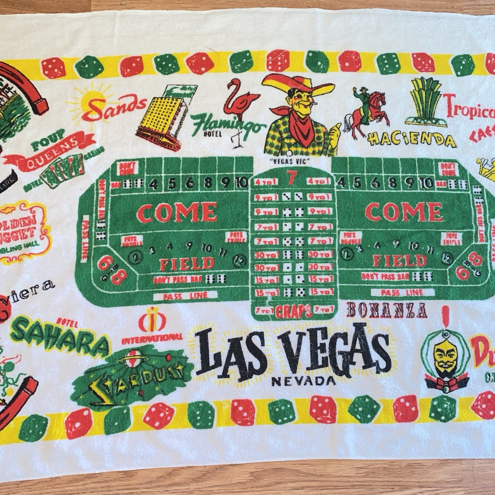 Vintage Las Vegas Nevada 30x60 Beach Towel with Retired Casinos by Sherry Lots