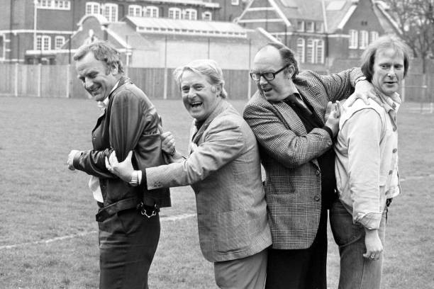 Comedians Eric Morecambe Ernie Wise Hammersmith grounds Euston Fi- 1978 Photo 3