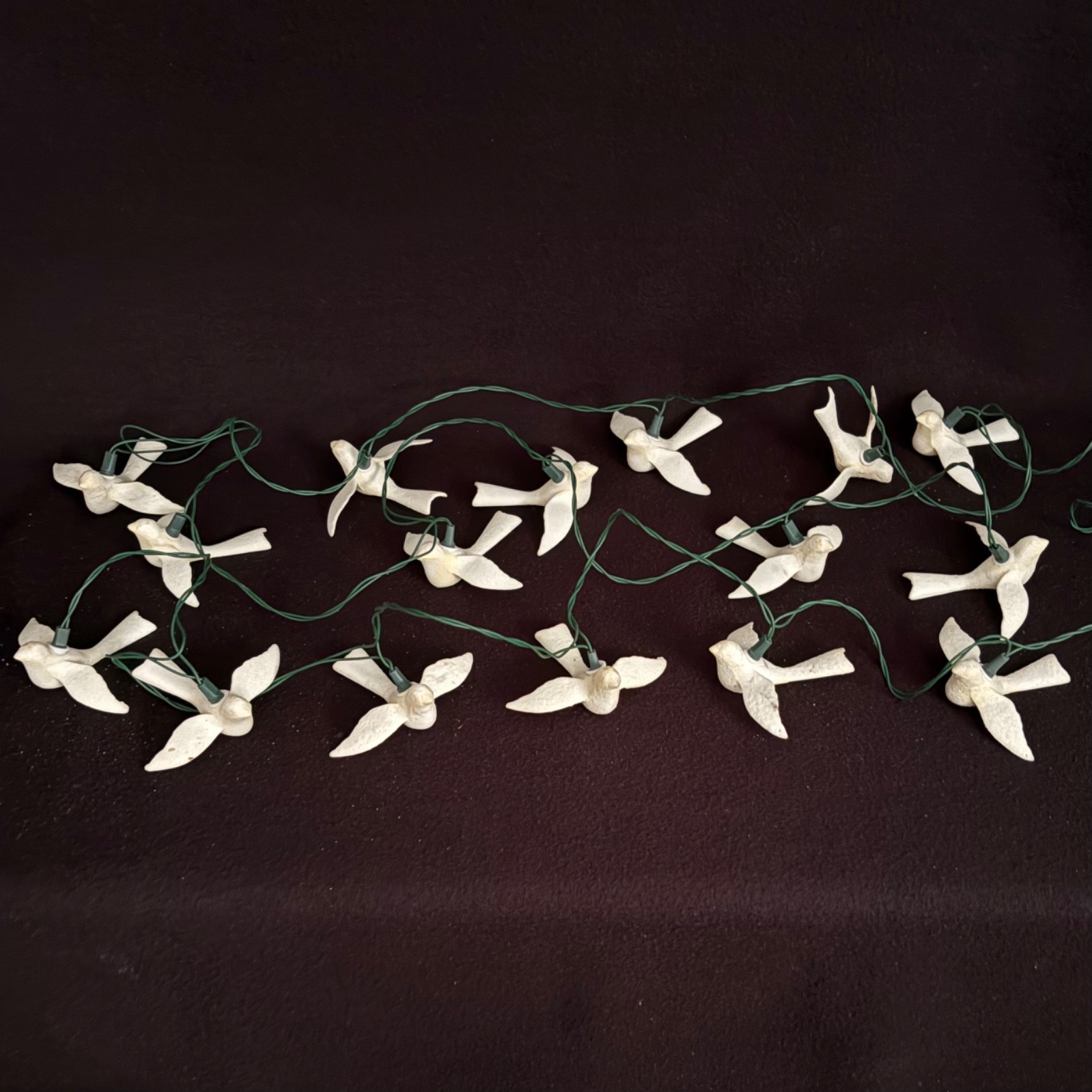 VTG Silvestri White Mica Dove Christmas Lights Lot 16 Tested Blow Mold 2 Strands VTG Silvestri White Mica Dove Christmas Lights Lot 16 Tested Blow Mold 2 Strands