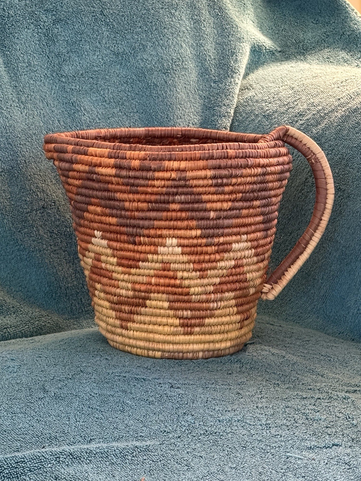 Vintage Native American Pacific Northwest Hand-woven Pitcher Basket