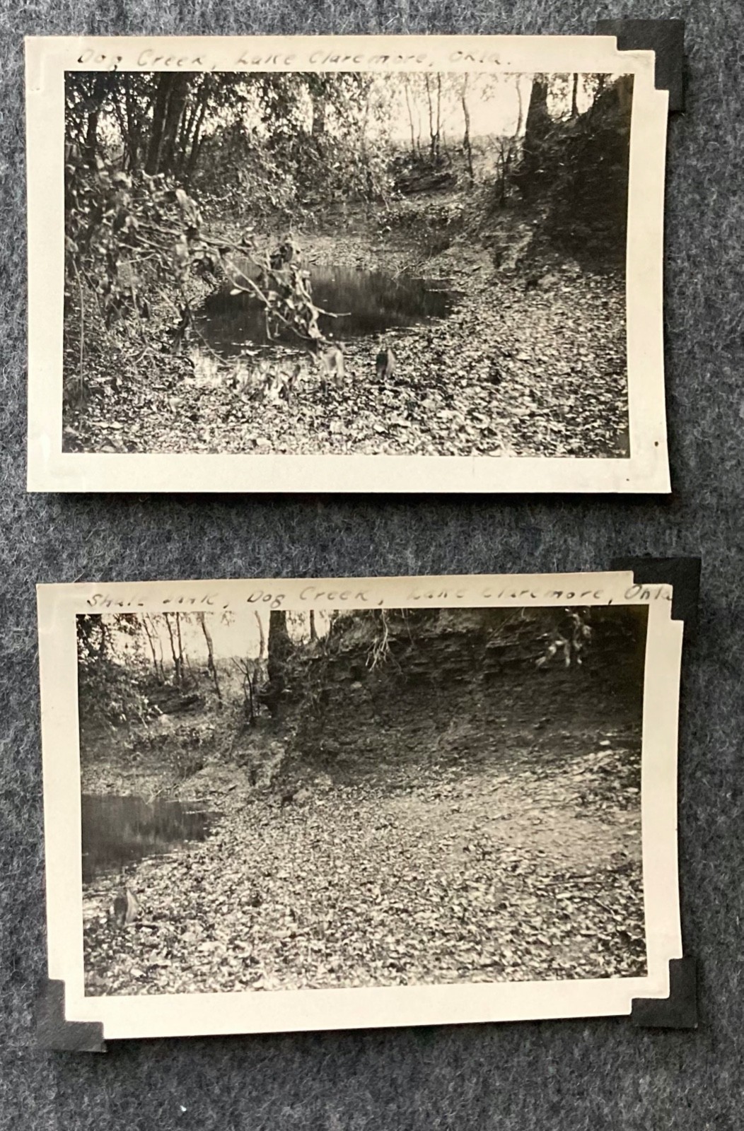 Vtg Photos 1930s - 1940s Lake Claremore Oklahoma Dog Creek Shale Bank Lot Of 2