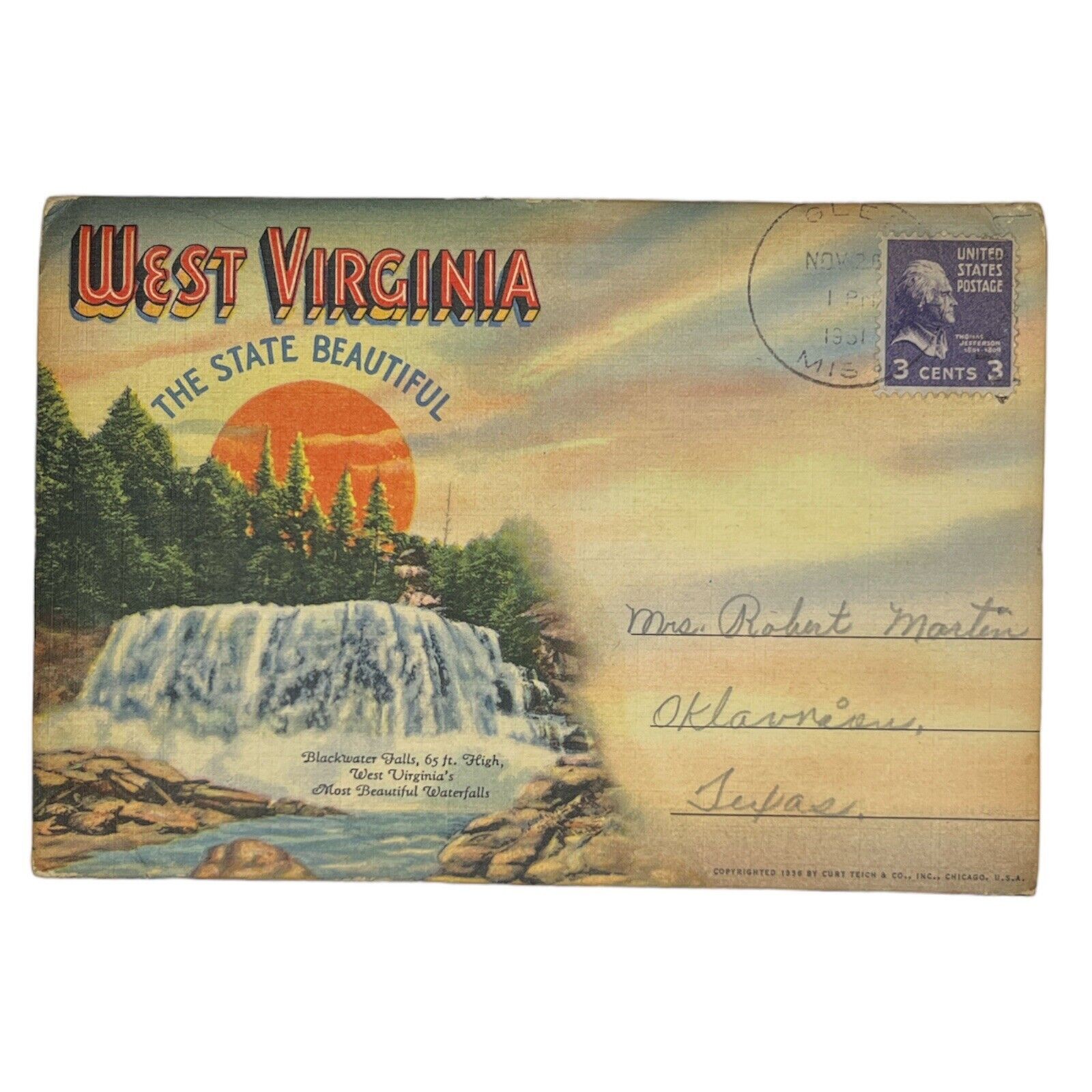 Vintage 1951 West Virginia Souvenir Postcard Folder Ephemera Booklet POSTED Vintage 1951 West Virginia Souvenir Postcard Folder Ephemera Booklet POSTED