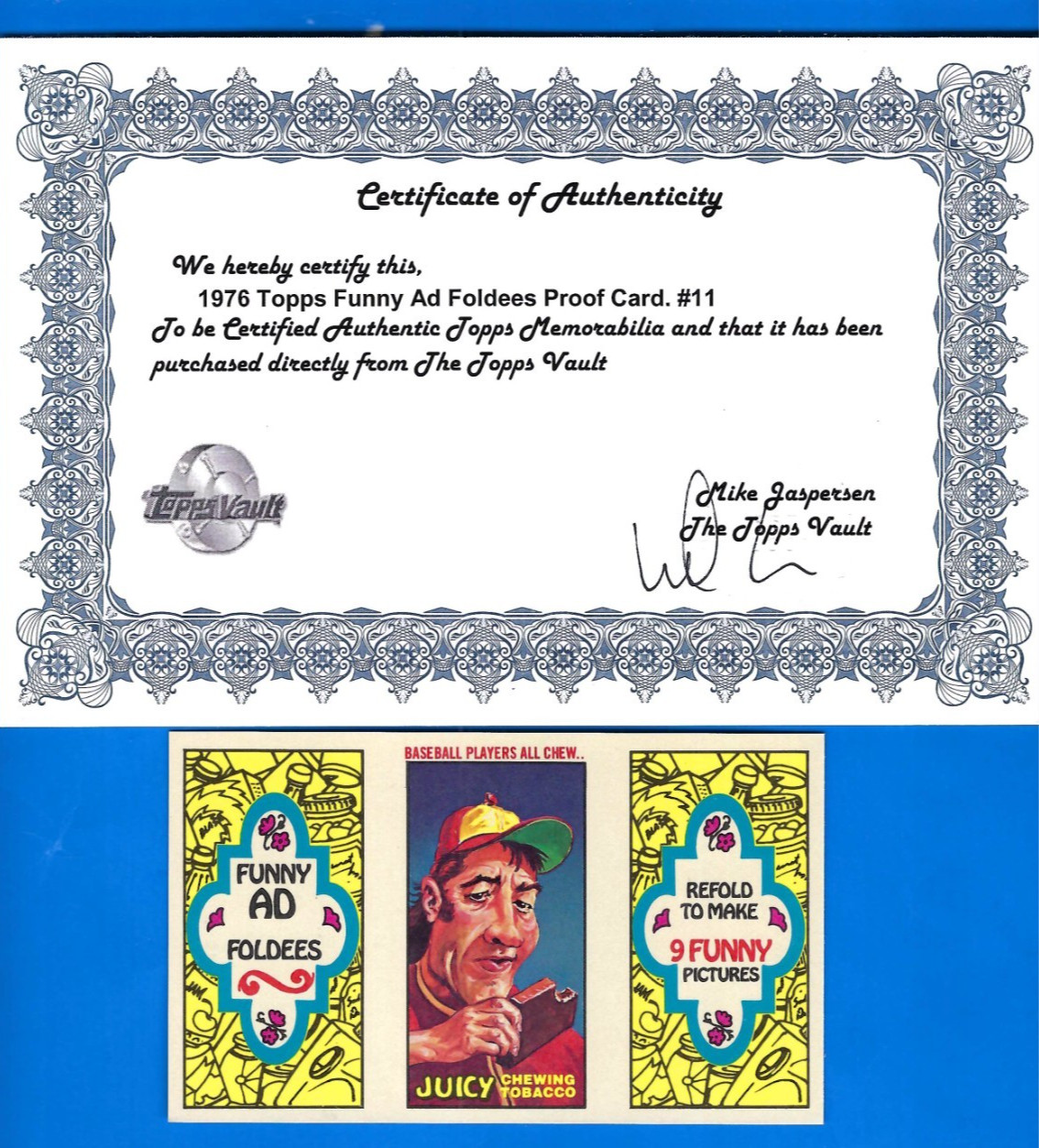 TOPPS VAULT TEST ISSUE FUNNY AD FOLDEES PROOF (LATER RELEASED AS MAD AD) #11