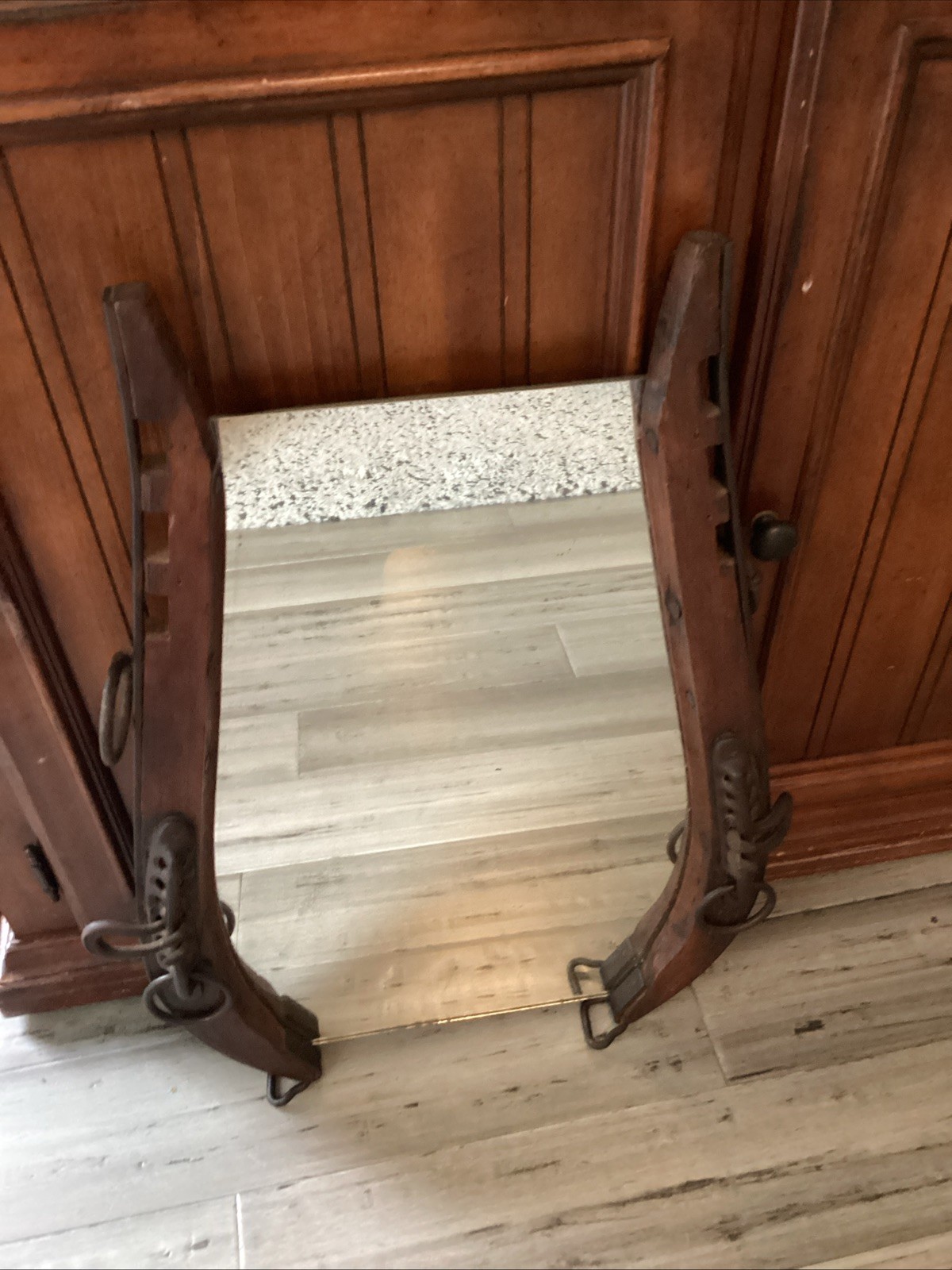 Vintage Wooden Iron Harness Hames Horse Collar Mirror