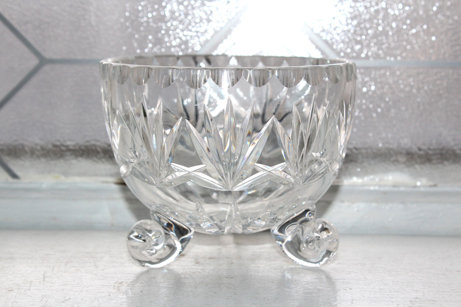Elegant Vintage Cut Crystal Footed Bowl Candy Dish