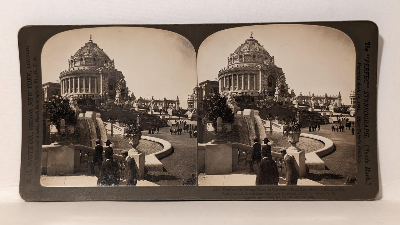 c036, HC White Stereoview, #8477, Louisiana Purchase Expo, Festival Hall 1904