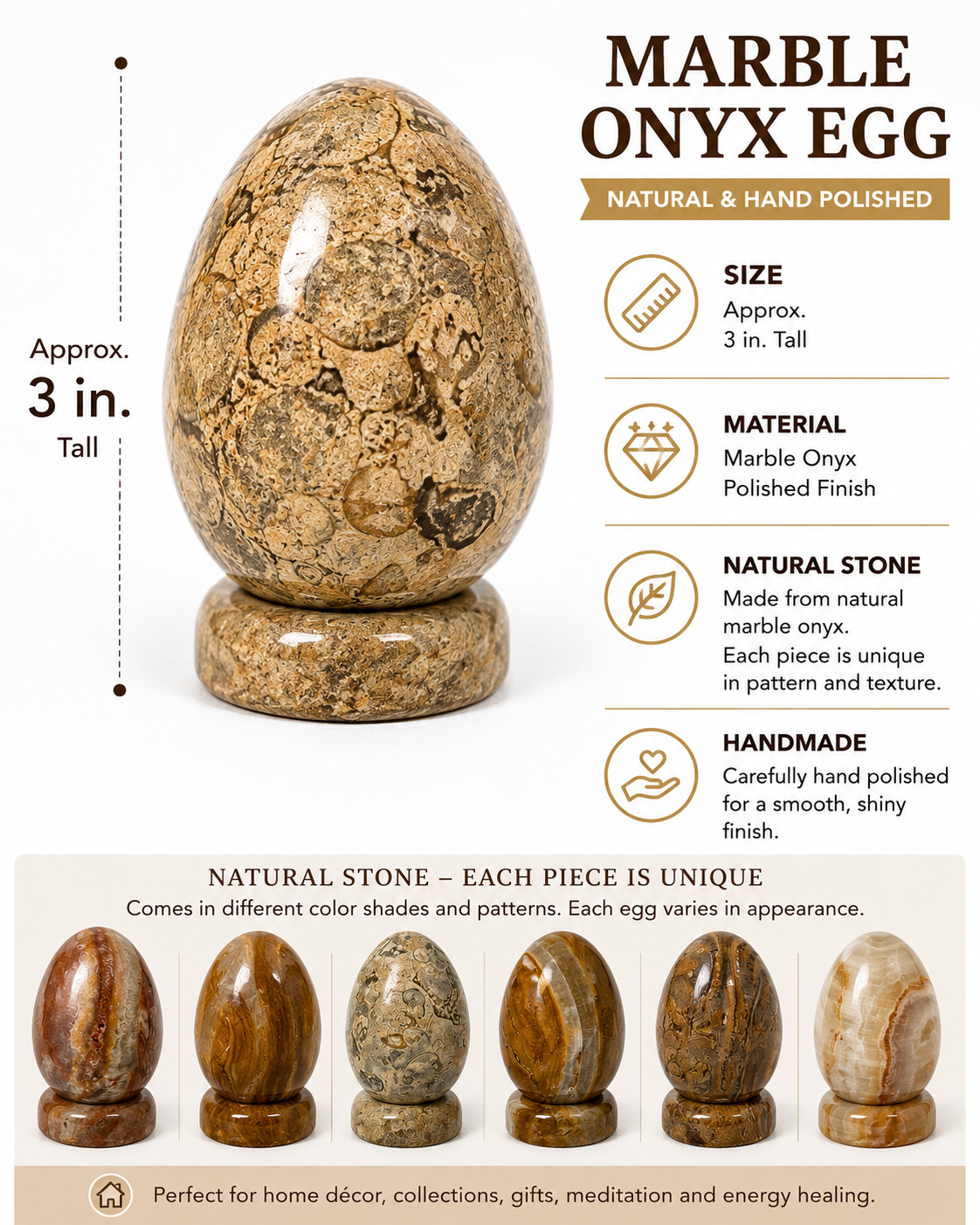 Natural Onyx Marble Egg 3\