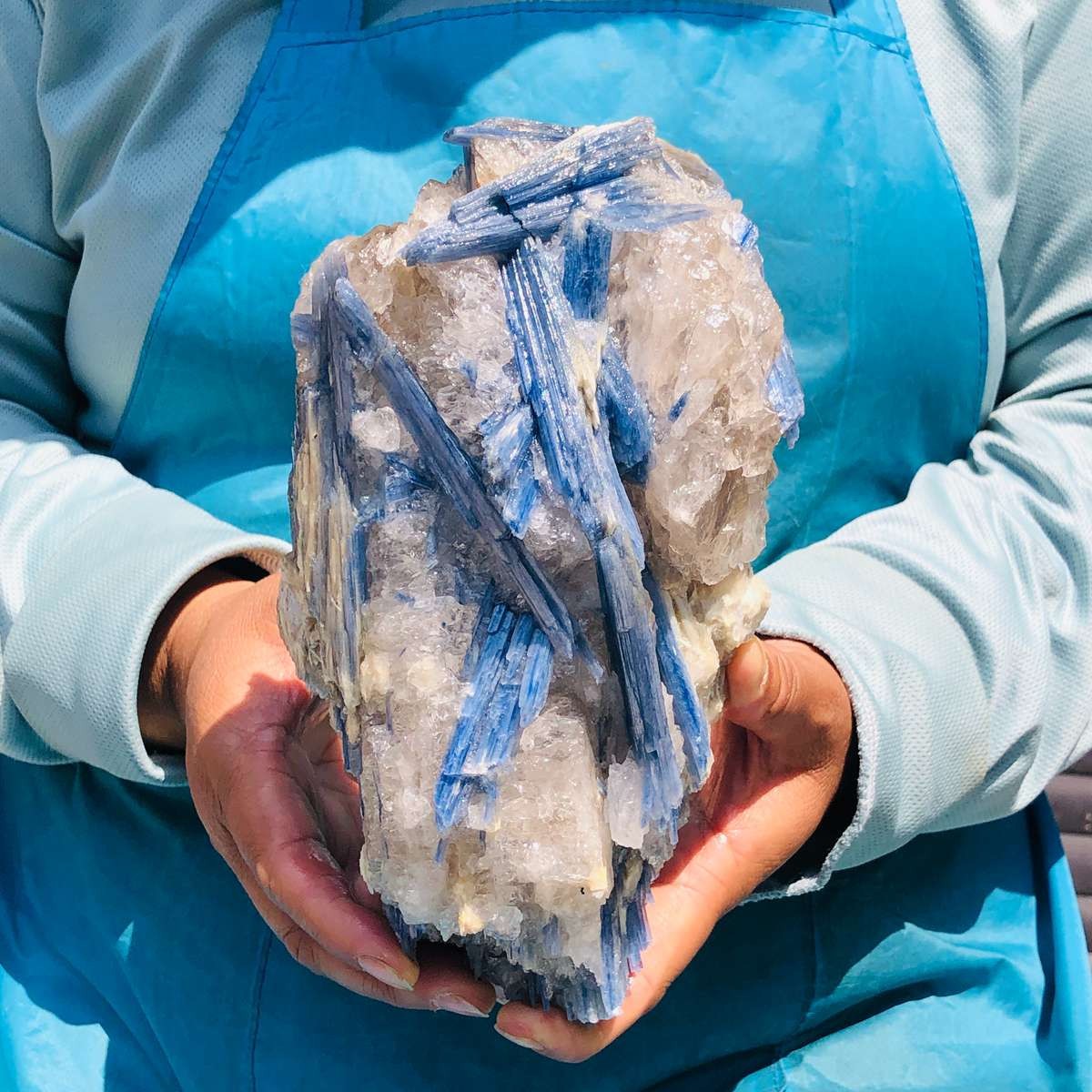 4.55LB Rare Natural beautiful Blue KYANITE with Quartz Crystal Specimen Rough