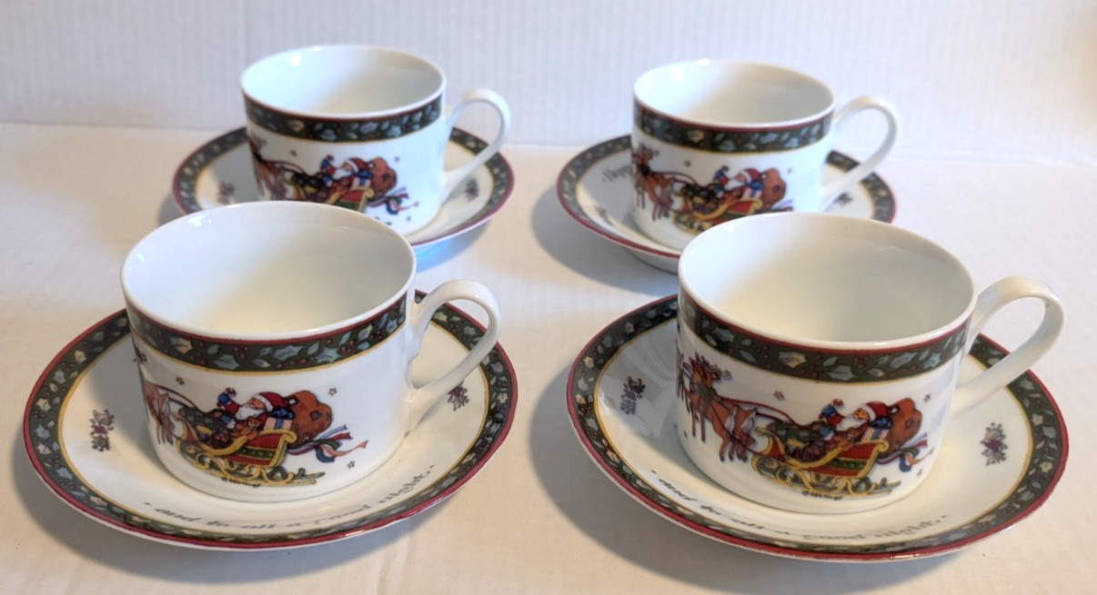 International China Susan Winget A Christmas Story Cup & Saucer - Set of 4 Each
