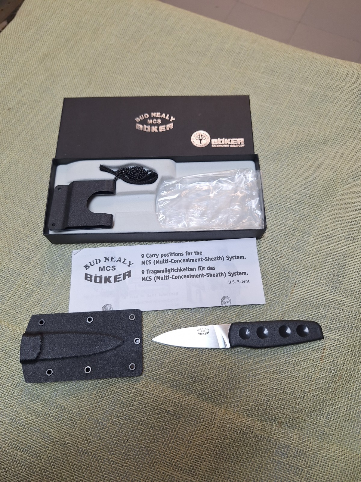 Discontinued German Boker Bud Nealy MCS Fixed Blade Knife with Kydex Sheath