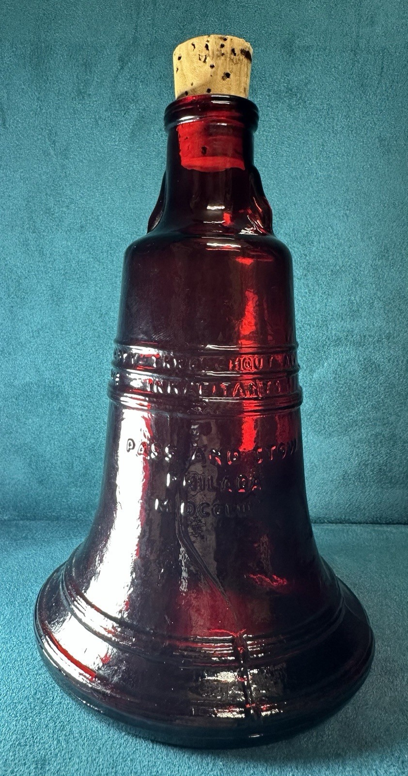 Vintage Wheaton Red LibertyBell Bottle 7 1/2 