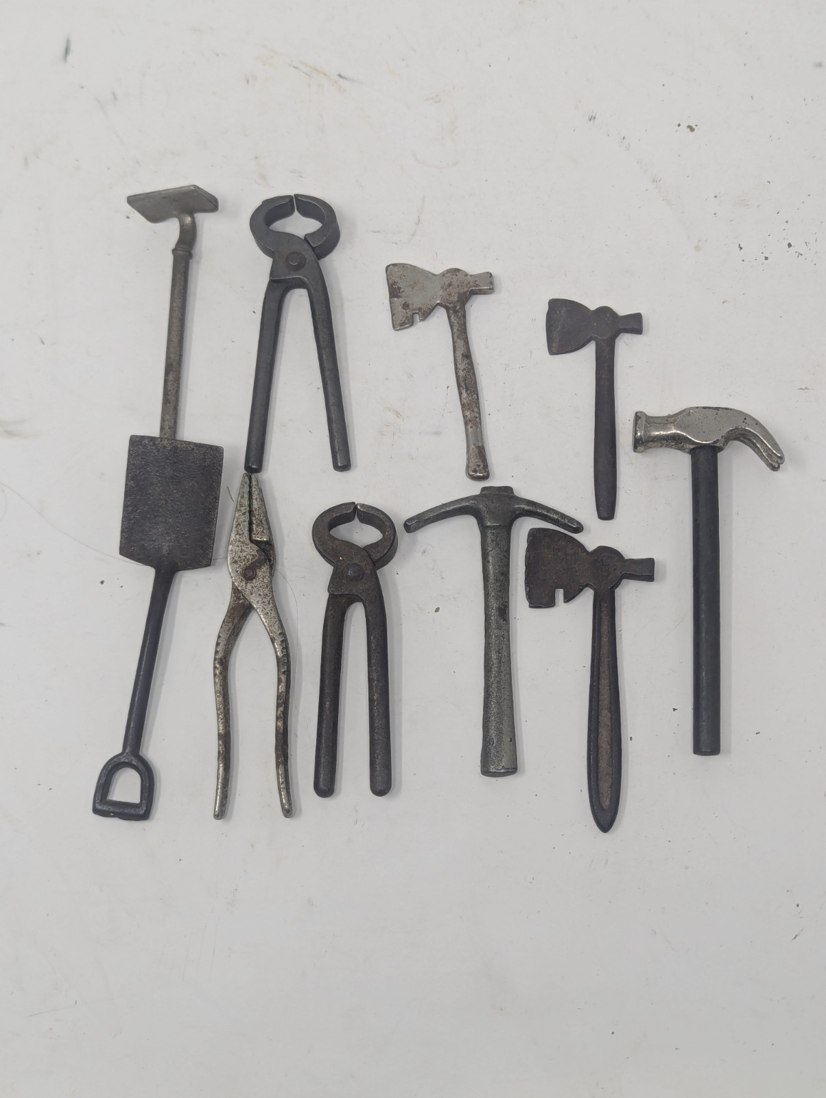 Vintage Miniature Blacksmith Tools Lot Salesman Samples Tongs Hammers Shovel