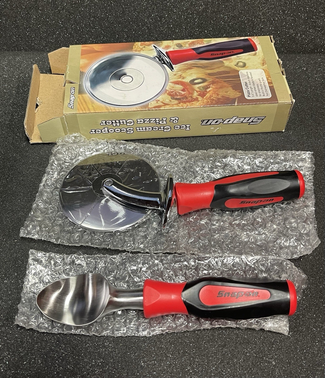 Snap-on Tools Ice Cream Scooper Pizza Cutter Set Instinct Handle NIB SSX12T111