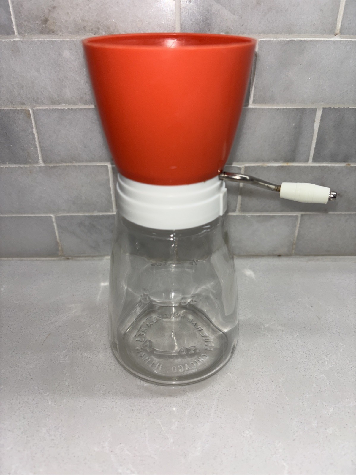 Vintage Federal Housewares Food Spice Grinder Plastic Glass Hand Crank MCM
